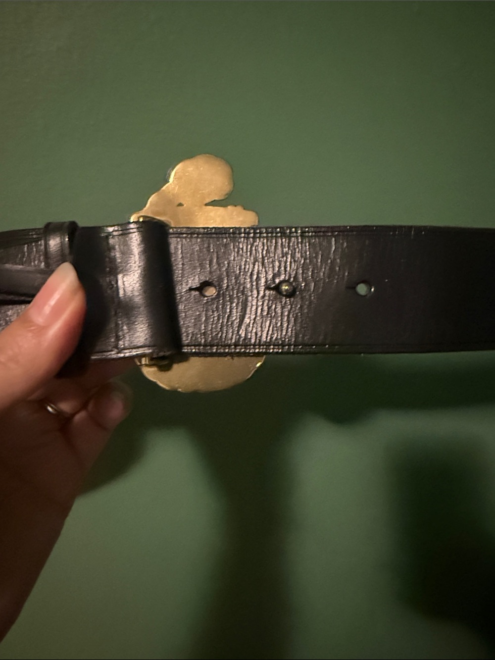Polo by Ralph Lauren Black Leather Belt with Gold Anchor Buckle - Picture 5 of 5